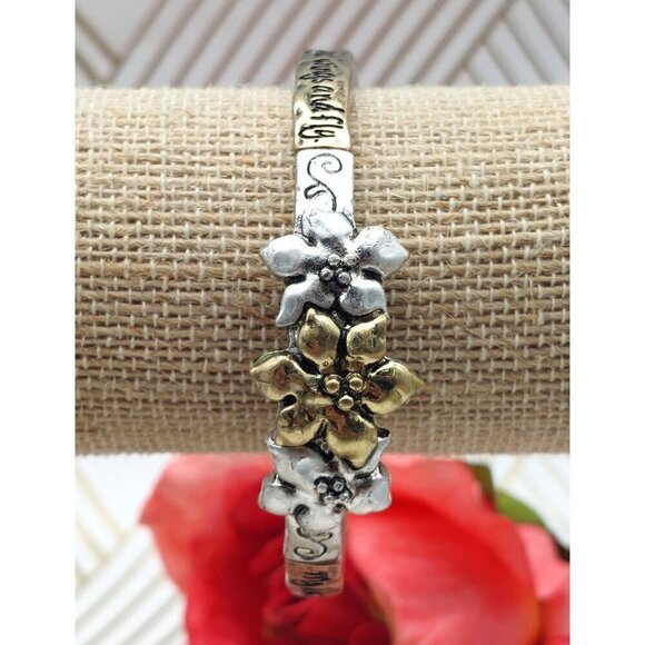 Tri Tone Friend Bracelet Stretch Silver Copper Gold Best Wishes - Picture 12 of 12